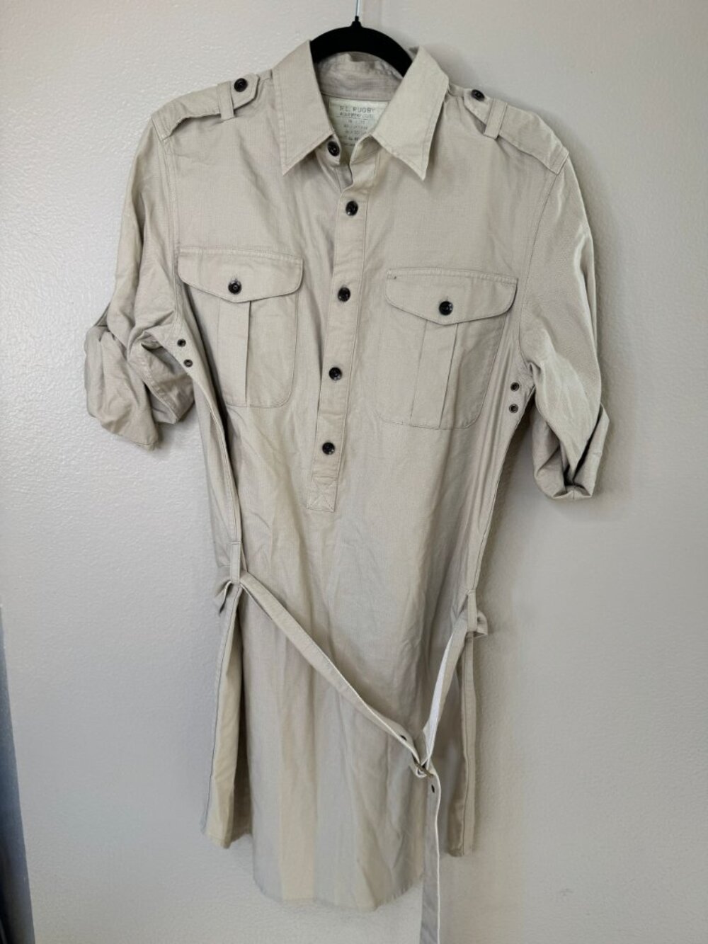 R.L. Rugby Womens Beige Lightweight Cotton Workwear Button-Down Dress Belt Large - Picture 2 of 6